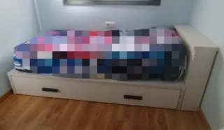 Armario ropero esquinero y cama de 200x90cm