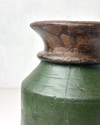 Antico Vaso Nepal Legno '900