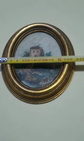 Quadretto ovale dipinto con cornice