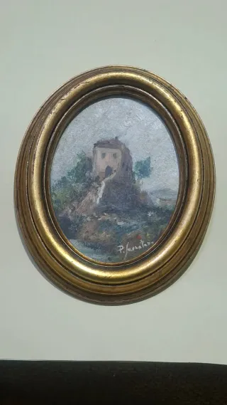 Quadretto ovale dipinto con cornice