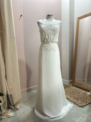 Vestido de novia Aire Rosa Clará con Pedrería