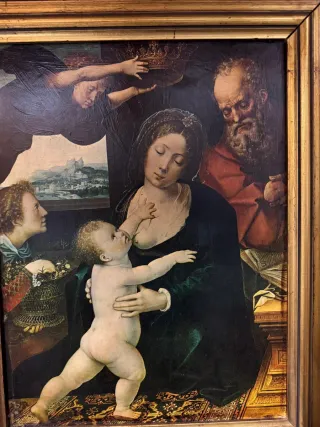 Cuadro La Virgen con el Niño y dos ángeles