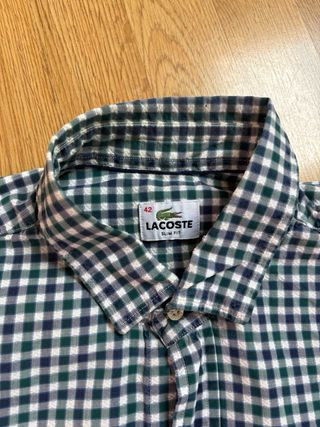 Camisa Lacoste cuadros verde y blanco