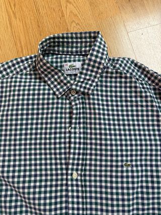 Camisa Lacoste cuadros verde y blanco