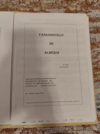 Partitura Fandanguillo de Almería - Gaspar Vivas