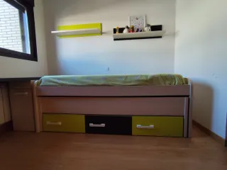 Cama nido con cajones + escritorio + estanterías