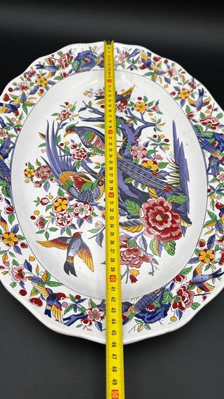 Piatto ovale vintage uccelli e fiori 46 cm