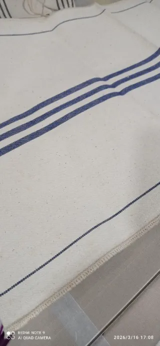 Textil antiguo con rayas azules SIN ESTRENAR