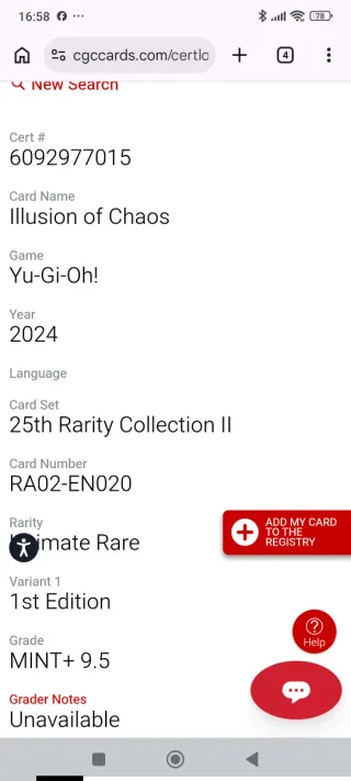 Yu-Gi-Oh! Illusion of Chaos RA02-EN020 MINT+ 9.5