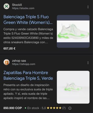 Balenciaga Triple S Verde y Blanco