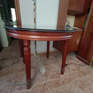 Mesa redonda madera y cristal