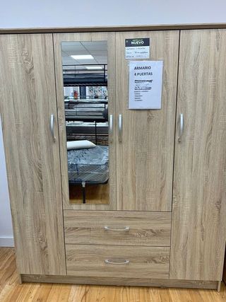 Nuevo Armario con 4 Puertas y Espejo