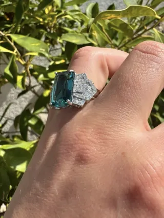 Anello Argento 925 Pietra Blu