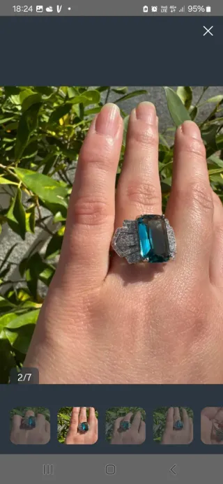 Anello Argento 925 Pietra Blu