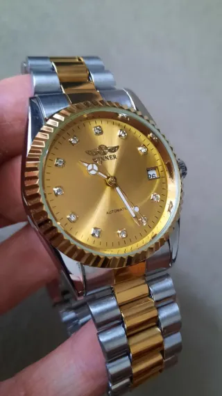 Orologio Winner Automatico Uomo Oro Argento