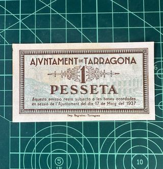 Billete Ajuntament de Tarragona 1 Pesseya 1937