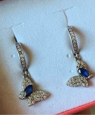 Pendientes Plata Zafiro Azul Mariposa