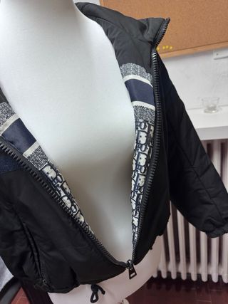 Bomber nero con strisce blu - double face