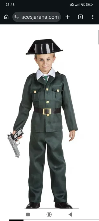 Disfraz Guardia Civil Niño Tallaw 5/6-7/9 y 10/12