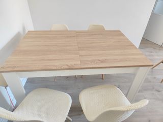Mesa extensible roble y blanca
