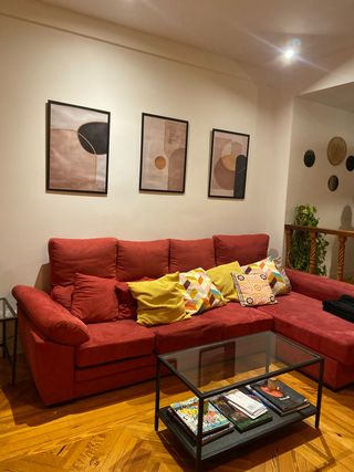 Sofá modular 4 piezas tela rojo