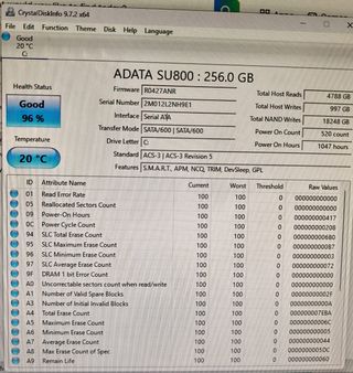 SSD ADATA SU800 256GB 2.5" SATA 3 (Vita 96%)
