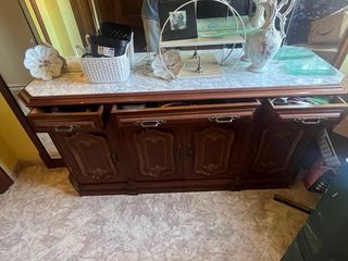 Mueble recibidor mármol y madera