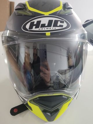 Casco Moto HJC Negro y Gris Camuflaje
