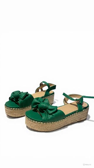 Sandalias verdes con lazo