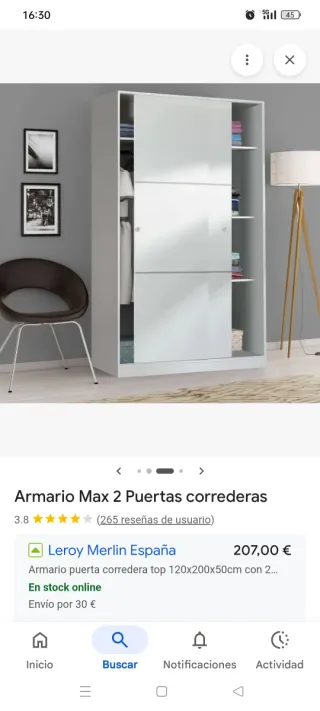 Armario puertas correderas Leroy Merlin