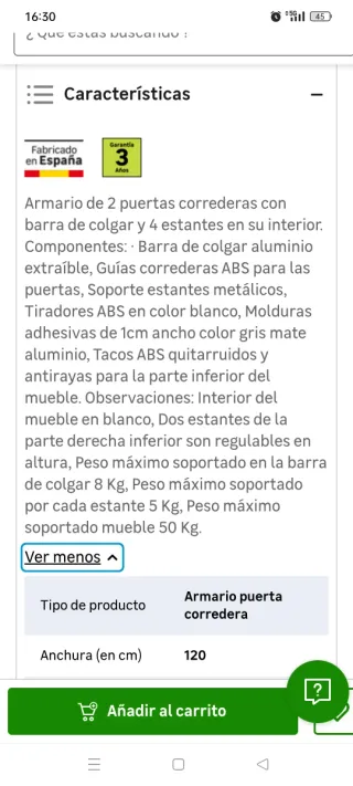 Armario puertas correderas Leroy Merlin