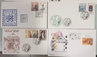 10 FDC Sobres Primer Día temática Ajedrez