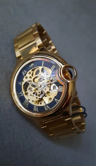 Orologio automatico uomo Jinshen scheletrato oro