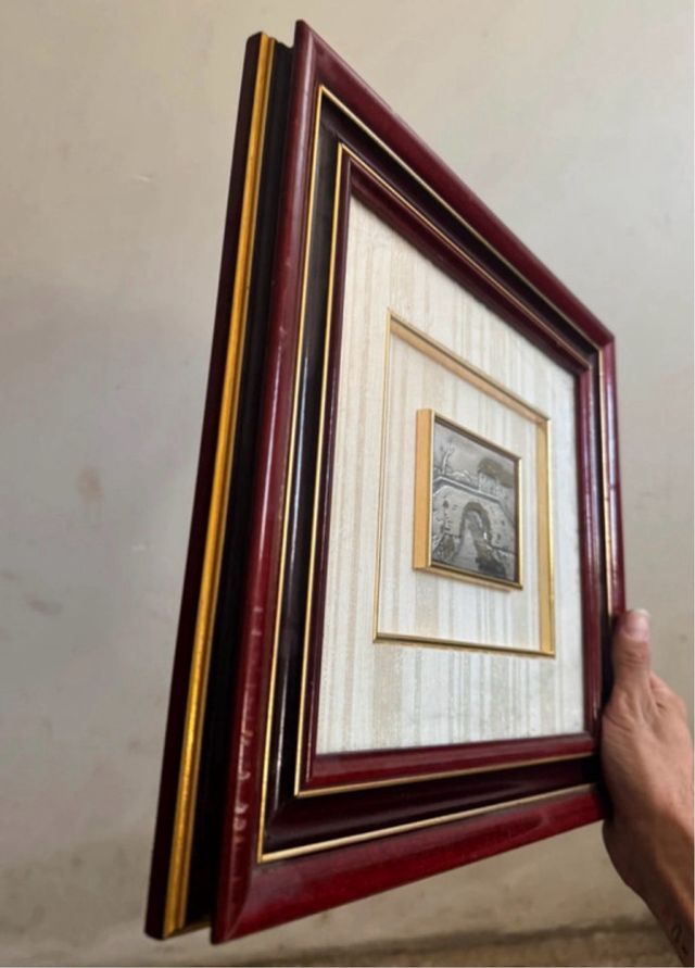 Quadro argento ponte casa legno