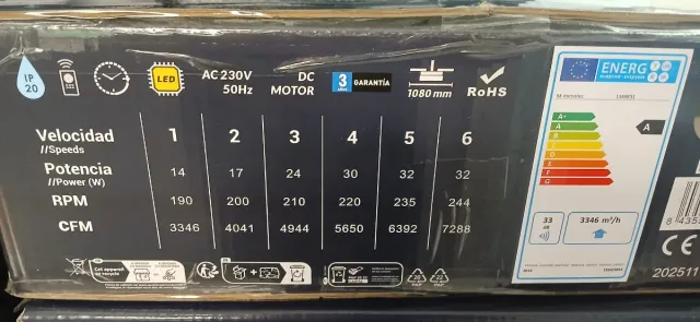 PACK 2 UNIDADES Ventilador techo aspas retractil