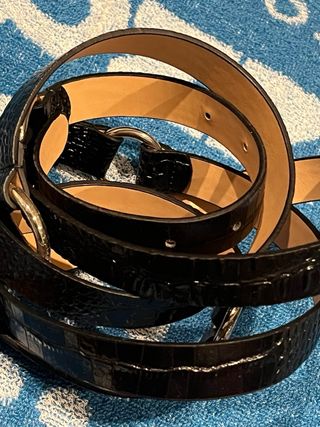 Cinturón Massimo Dutti Piel Negro Cocodrilo