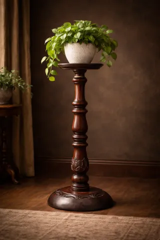 Pedestal de caoba para planta estilo victoriano