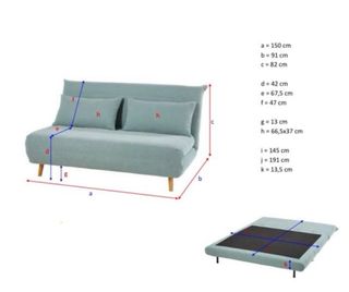 Sofá Cama Terciopelo Azul 2 Plazas