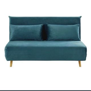 Sofá Cama Terciopelo Azul 2 Plazas