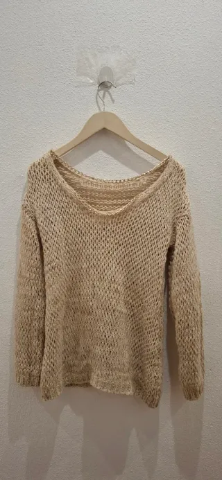 Jersey beige con cadena en espalda