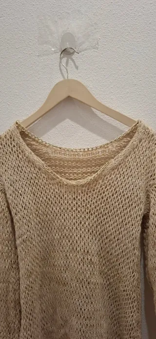 Jersey beige con cadena en espalda