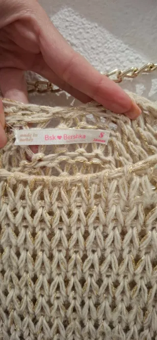 Jersey beige con cadena en espalda