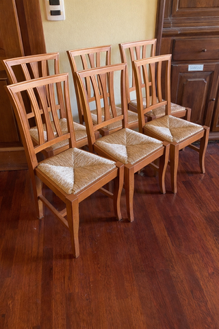 Set 6 sedie legno seduta paglia