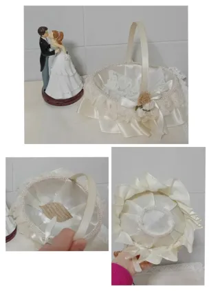 Vestido novia antiguo+Figura Tarta+cesta y pañuelo