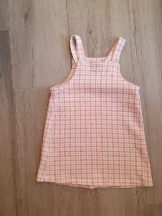 Lote vestido y medias bebé cuadros rosa