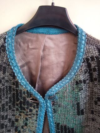 Giacca Vintage Skyline Geometrica Blu Grigio L