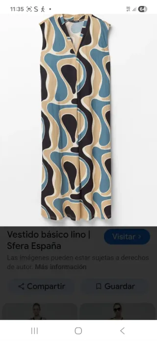 Vestido Sfera Lino Estampado Talla L