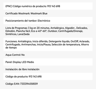 Lavadora AEG 6000 Series 7 kg