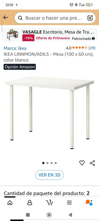 Mesa de comedor/escritorio blanca