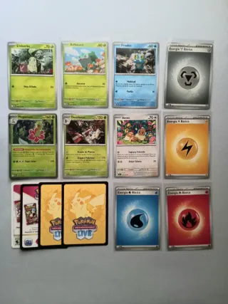 Lote Cartas Pokémon: Chikorita, Bulbasaur, Froakie